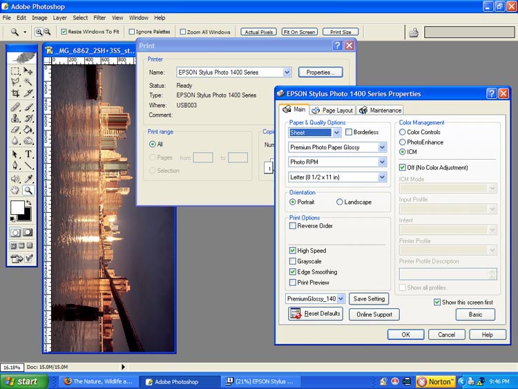 Print Screen of printer profile 2